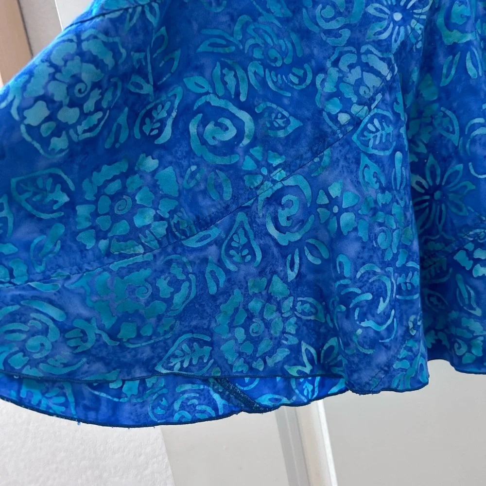Nomadic Traders A Line Batik Floral Tropical Midi Skirt. Vacation. Beach. EUC